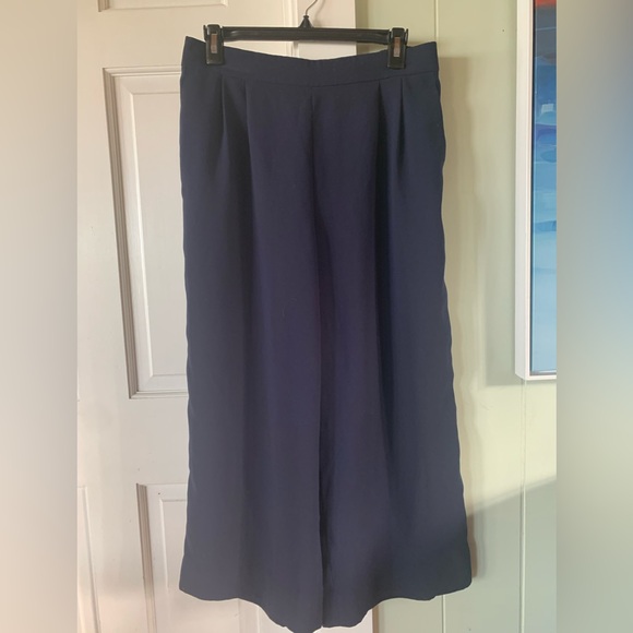 J. Crew Crepe Wide Leg Crop Black Pant High waist Back elastic Pull on EUC - Picture 2 of 6